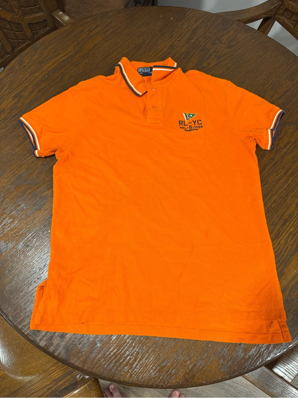 Ralph Lauren Bright Orange Polo with Embroidered RL-YC Crest